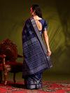 Saree Mall Women's  Blend Navy Blue Printed Designer Saree With Blouse Piece-HOLAND301B