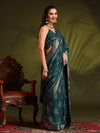 Saree Mall Women's  Blend Teal Blue Printed Designer Saree With Blouse Piece-HOLAND301C