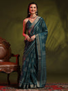 Saree Mall Women's  Blend Teal Blue Printed Designer Saree With Blouse Piece-HOLAND301C