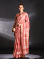 Saree Mall Women's  Blend Peach Printed Designer Saree With Blouse Piece-HOLAND30A