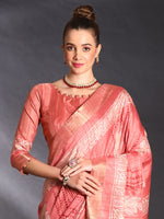 Saree Mall Women's  Blend Peach Printed Designer Saree With Blouse Piece-HOLAND30A