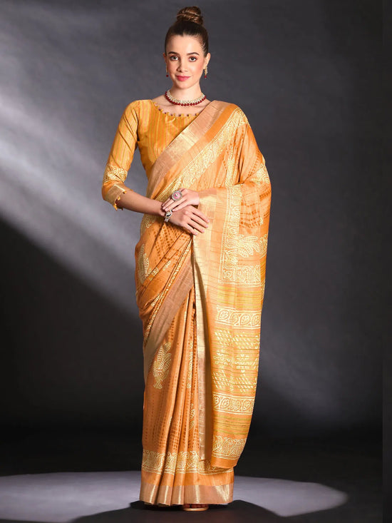 Saree Mall Women's  Blend Yellow Printed Designer Saree With Blouse Piece-HOLAND30B