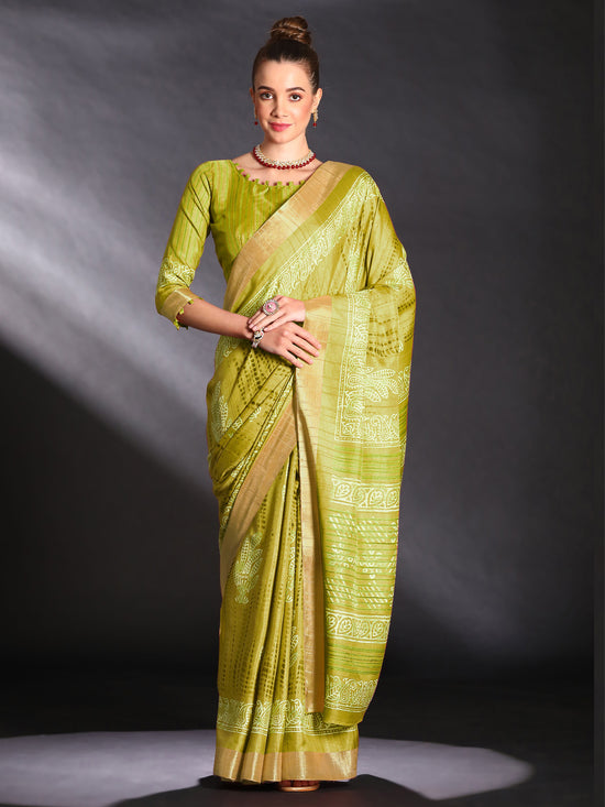 Saree Mall Women's  Blend Light Green Printed Designer Saree With Blouse Piece-HOLAND30C