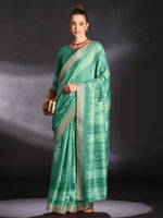 Saree Mall Women's  Blend Sea Green Printed Designer Saree With Blouse Piece-HOLAND30D