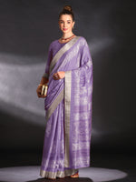 Saree Mall Women's  Blend Lavendar Printed Designer Saree With Blouse Piece-HOLAND30E