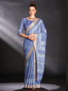 Saree Mall Women's  Blend Blue Printed Designer Saree With Blouse Piece-HOLAND30G