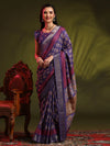 Saree Mall Women's  Blend Violet Printed Designer Saree With Blouse Piece-HOLAND401A