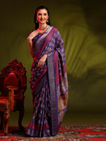 Saree Mall Women's  Blend Violet Printed Designer Saree With Blouse Piece-HOLAND401A