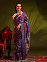 Saree Mall Women's  Blend Violet Printed Designer Saree With Blouse Piece-HOLAND401A