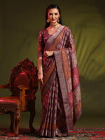 Saree Mall Women's  Blend Mauve Printed Designer Saree With Blouse Piece-HOLAND401D