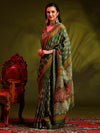 Saree Mall Women's  Blend Olive Printed Designer Saree With Blouse Piece-HOLAND401G