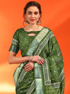 Saree Mall Women's Cotton  Green Printed Designer Saree With Blouse Piece-HOLAND41A