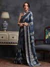 Saree Mall Women's  Blend Blue Printed Designer Saree With Blouse Piece-HOLAND45F