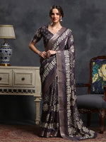 Saree Mall Women's  Blend Violet Printed Designer Saree With Blouse Piece-HOLAND45G