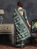 Saree Mall Women's  Blend Sea Green Printed Designer Saree With Blouse Piece-HOLAND45H