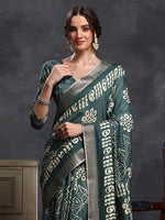 Saree Mall Women's  Blend Sea Green Printed Designer Saree With Blouse Piece-HOLAND45H