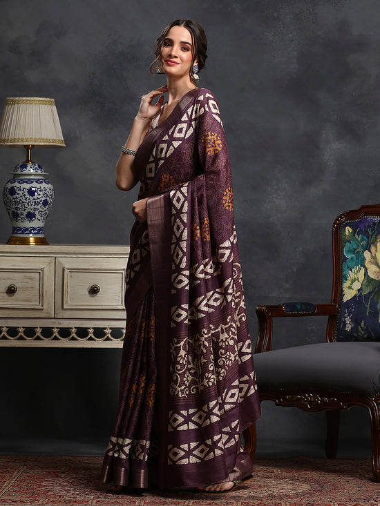 Saree Mall Women's  Blend Olive Printed Designer Saree With Blouse Piece-HOLAND53A