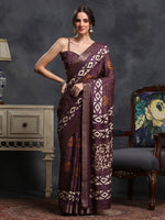 Saree Mall Women's  Blend Olive Printed Designer Saree With Blouse Piece-HOLAND53A