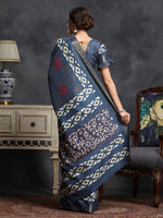 Saree Mall Women's  Blend Blue Printed Designer Saree With Blouse Piece-HOLAND53C