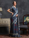 Saree Mall Women's  Blend Blue Printed Designer Saree With Blouse Piece-HOLAND53C