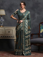 Saree Mall Women's  Blend Teal Green Printed Designer Saree With Blouse Piece-HOLAND53D