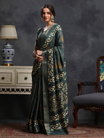 Saree Mall Women's  Blend Teal Green Printed Designer Saree With Blouse Piece-HOLAND53D