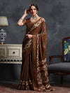 Saree Mall Women's  Blend Brown Printed Designer Saree With Blouse Piece-HOLAND53F