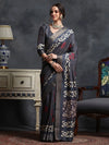 Saree Mall Women's  Blend Grey Printed Designer Saree With Blouse Piece-HOLAND53G