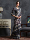 Saree Mall Women's  Blend Grey Printed Designer Saree With Blouse Piece-HOLAND53G