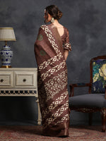 Saree Mall Women's  Blend Brown Printed Designer Saree With Blouse Piece-HOLAND53H