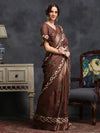 Saree Mall Women's  Blend Brown Printed Designer Saree With Blouse Piece-HOLAND53H