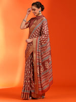 Saree Mall Women's  Blend Rust Printed Designer Saree With Blouse Piece-HOLAND55B