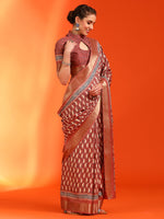 Saree Mall Women's  Blend Rust Printed Designer Saree With Blouse Piece-HOLAND55B