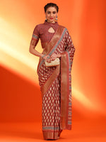 Saree Mall Women's  Blend Rust Printed Designer Saree With Blouse Piece-HOLAND55B