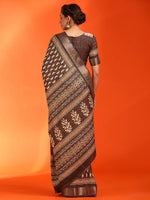 Saree Mall Women's  Blend Brown Printed Designer Saree With Blouse Piece-HOLAND55C