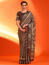 Saree Mall Women's  Blend Brown Printed Designer Saree With Blouse Piece-HOLAND55C