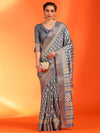 Saree Mall Women's  Blend Grey Printed Designer Saree With Blouse Piece-HOLAND55D