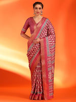 Saree Mall Women's  Blend Pink Printed Designer Saree With Blouse Piece-HOLAND55E