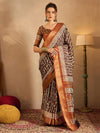 Saree Mall Women's  Blend Brown Printed Designer Saree With Blouse Piece-HOLAND73B