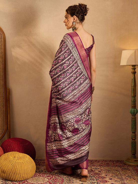 Saree Mall Women's  Blend Mauve Printed Designer Saree With Blouse Piece-HOLAND73C