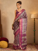 Saree Mall Women's  Blend Mauve Printed Designer Saree With Blouse Piece-HOLAND73C