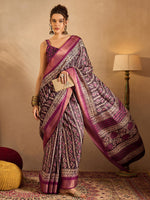 Saree Mall Women's  Blend Mauve Printed Designer Saree With Blouse Piece-HOLAND73C