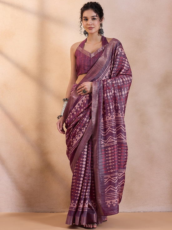 Saree Mall Women's  Blend Magenta Printed Designer Saree With Blouse Piece-HOLAND74D