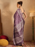 Saree Mall Women's  Blend Mauve Printed Designer Saree With Blouse Piece-HOLAND75C