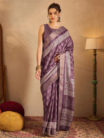 Saree Mall Women's  Blend Mauve Printed Designer Saree With Blouse Piece-HOLAND75C