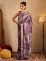 Saree Mall Women's  Blend Mauve Printed Designer Saree With Blouse Piece-HOLAND75C