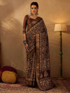 Saree Mall Women's  Blend Brown Printed Designer Saree With Blouse Piece-HOLAND77D