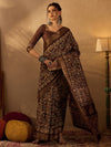 Saree Mall Women's  Blend Brown Printed Designer Saree With Blouse Piece-HOLAND77D