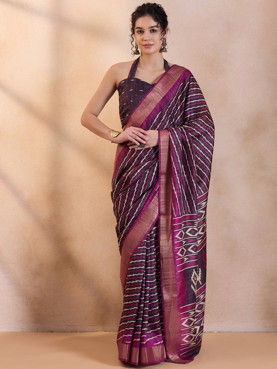 Saree Mall Women's  Blend Magenta Printed Designer Saree With Blouse Piece-HOLAND78C