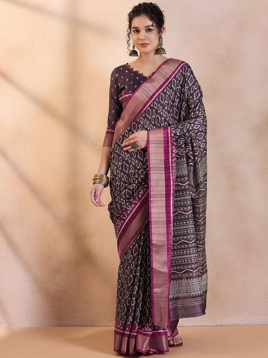 Saree Mall Women's  Blend Purple Printed Designer Saree With Blouse Piece-HOLAND80A